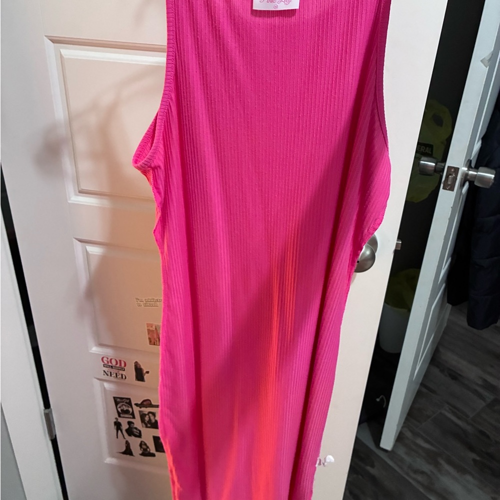 Pink Lily Asymmetrical Dress in Vibrant Pink